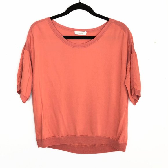 Sita Murt Orange Linen Blend Short Sleeve Top EU 42 / US 8